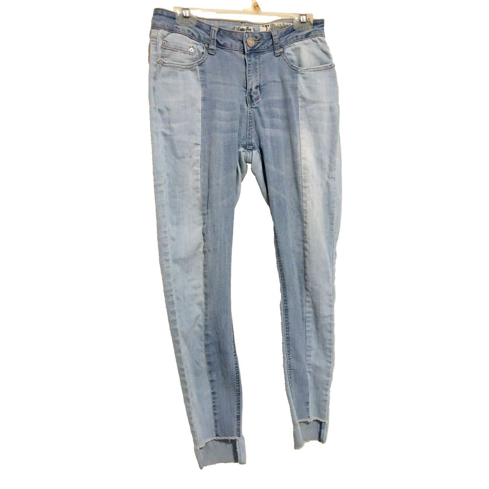 Indigo Rein Light Wash 2-Tone Blue Denim Anklet Jeans Pants Women Junior Size 11